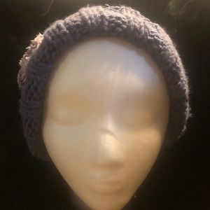 New Handmade Grey hat with fabric flower